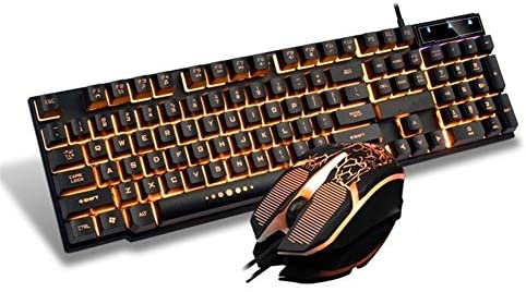 Gaming Keyboard, LED Backlit Wired Keyboard and Mouse Combo Set, Black