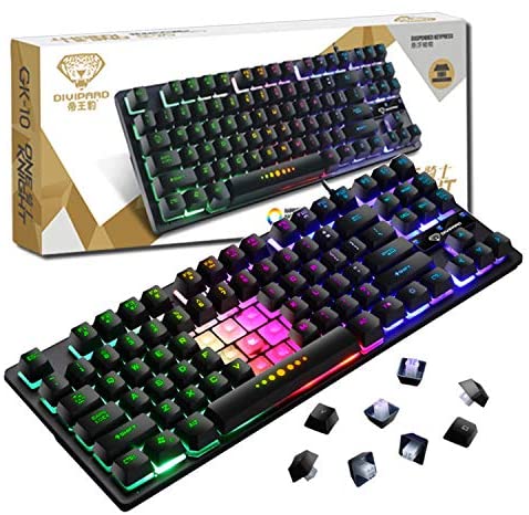 Gaming Keyboard Mechanical Keyboard 87Keys RGB Led Rainbow Backlit 60% keyboard Illuminated Professional Waterproof Wired Gaming Keyboard for Gaming and Typing,Compatible for Computer/Mac/PC/Laptop