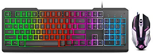 Gaming Keyboard and Mouse Combo USB Wired Floating Keyboard Quiet Ergonomic with RGB Light – axGear