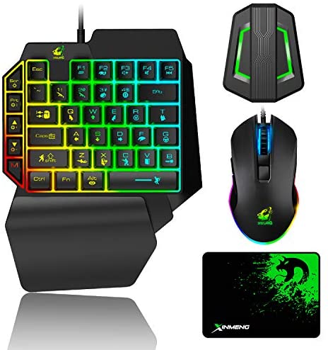 Gaming Keyboard and Mouse Combo, Wired 39 Keys Mechanical Feeling Rainbow LED Backlit Keyboard and RGB Gaming Mouse and LED Backlit Converter Compatible with PS4/Xbox One/Nintendo Switch/PS3 /PC