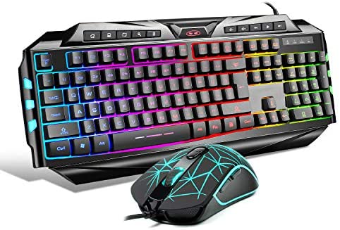 Gaming Keyboard and Mouse Combo,MageGee GK710 Wired Backlight Keyboard and Gaming Mouse Combo,PC Keyboard and Adjustable DPI Mouse for PC/Laptop/MAC …