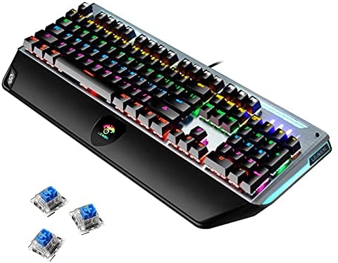Gaming Keyboards,Mechanical Gaming Keyboard Mechanical Keyboard Green axis with 9 True RGB Backlight Modes and 104-key Wired Keyboard Splash-Proof Design Two-Color Injection Square Suspension Key Cap