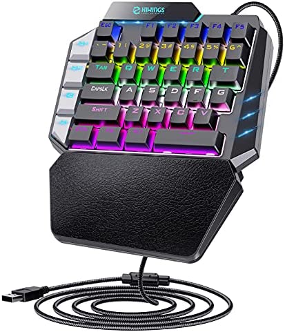 Gaming Keypad, One Handed Gaming Keyboard with RGB Rainbow Backlit – 2 Macro Keys – Wrist Rest Portable Mini Mechanical Keyboard for PC Gamer Blue Switch, 38Keys