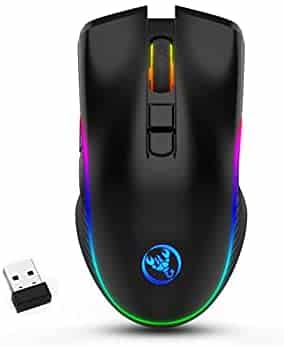 Gaming Mouse, 2.4G Wireless Type C Fast Charging Port Computer Optical Mouse with RGB Backlit 7 Buttons 2400 DPI 3 Levels Adjustable Compatible with Windows Mac OS PC Laptop (Black)
