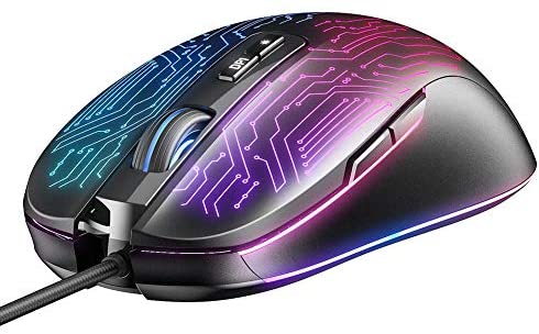 Gaming Mouse, 7 Macro Programmable Buttons, 4800DPI Adjustable, Optical Tracking, Ergonomic Design, RGB Backlight, Inphic Gaming Mice for PC Laptops Gamer, USB 1.5M Wire Compatible with Windows