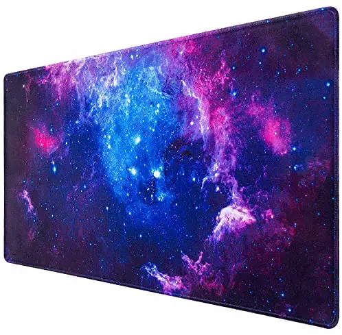 Gaming Mouse Pad, Canjoy Extended Mouse Pad, 31.5×15.7inch XXL Large Big Computer Keyboard Mouse Mat Desk Pad with Non-Slip Base and Stitched Edge for Home Office Gaming Work, Galaxy Print