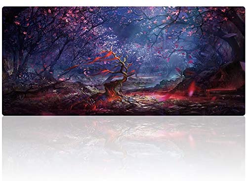 Gaming Mouse Pad Customized Extended Large Desk Mat 35.4×15.7 Inch Non-Slip Mouse Mat (90×40 Forest011)