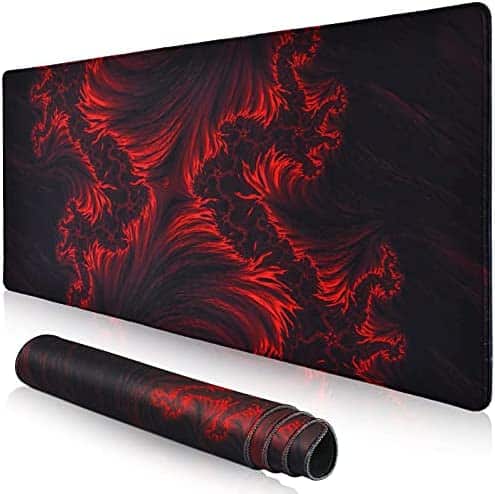 Gaming Mouse Pad, veecom Red Large Mouse Pad 31.5×15.75In, Large Gaming Mouse Pads, Long Big Mouse Pad XL Mouse Mat with Non-Slip Base, Extended Keyboard Mousepad Flame Pattern (Black Red)