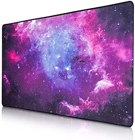 Gaming Mouse Pad with Stitched Edges 35x15inch 5MM XXL Extended Galaxy Keyboard and Mouse Mat Gaming Pad – Water Resistant Desk Mat for Desktop for Gamer, Home, Office