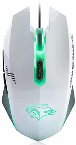 Gaming Mouse USB Wired Smooth Surface Mice 4000 DPI 7 Programable Button DU011(Smooth Surface White) by Qisan