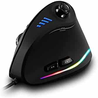 Gaming Mouse Vertical, Ergonomic Right Handed USB Wired Vertical Mouse with 5 Adjustable DPI 11 Programmable Buttons RGB Backlit, Compatible with PC Laptop Mac Windows (Black)