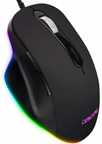Gaming Mouse Wired, 6 Programmable Buttons, 7 Mode RGB Backlit, 200-7200 DPI Adjustable, High-Performance Gaming Mouse PC Laptop Mac Computer Gaming Mice, Black