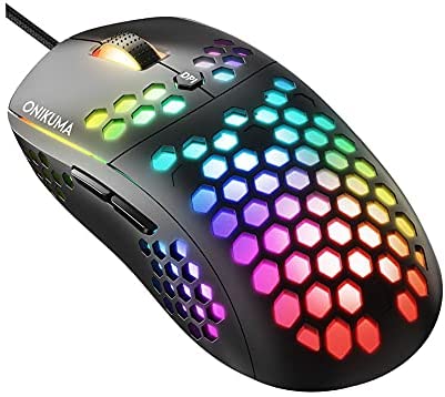 Gaming Mouse Wired, Computer Mouse with Honeycomb Shell,6 Programmed Buttons, 6 Adjustable DPI with 7 RGB Light,Ergonomic Optical USB Gaming Mice for Windows PC/Mac/Laptop Gamers