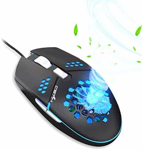 Gaming Mouse Wired, Fan Cooling USB Gaming Mouse with Honeycomb Design Lightweight Gaming Mouse up to 8000 DPI Optical Mouse for Computer Laptop (Black)