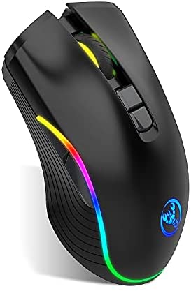 Gaming Mouse Wireless, Type C Fast Charge Port, Laptop Optical Wireless Ergonomic Mouse with USB Receiver, 7 Buttons, 2400 DPI, Compatible with Windows, Mac OS (Black)