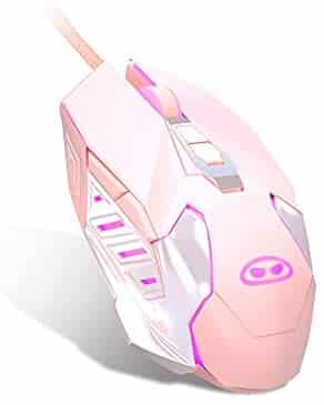 Gaming Mouse,Magegee 4 Adjustable 3200 DPI Levels 7 Color Changing Backlight with USB 3200 DPI Ergonomic 6 Buttons Gaming Mouse for Windows 7/8/10/XP Vista Linux PC, Laptop (Pink)