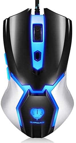 Gaming Mouse,USB Wired PC Gaming Mice, 3200 DPI with 4 Adjustable Levels, Comfortable Ergonomic Grip Design with Blue LED, 6 Programmable Buttons for PC,Notebook, MacBook ,Windows ,Vista Linux – Blue