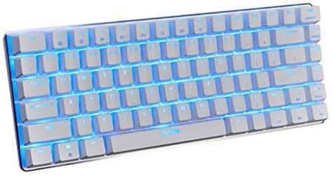Gazechimp AK33 RGB Mechanical Keyboard, Portable Mini 82 Keys Layout, Blue/Black Switches LED Backlit, Pluggable Cable Gaming Keyboard for Game Work – Blue Switches-White-Blue Light