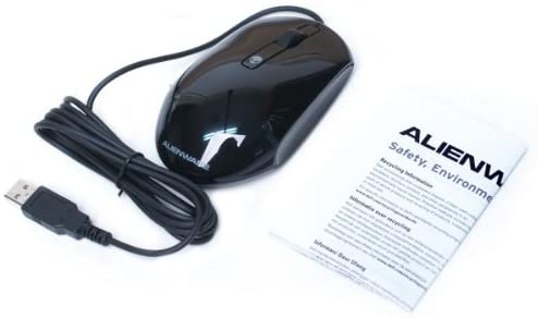 Genuine Alienware KKMH5, MODMUO USB Wired Scroll Wheel Laser Black Glossy Gaming 3-Button 1200 DPI Mouse Part Numbers: KKMH5, MODMUO