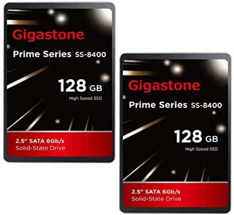 Gigastone 128GB 2.5″ Internal SSD 2-Pack 3D NAND Solid State Drive, SATA III 6Gb/s 2.5 inch 7mm (0.28”), Read up to 550MB/s