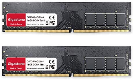 Gigastone DDR4 32GB (16GBx2) 2666MHz PC4-21300 CL19 1.2V UDIMM 288 Pin Unbuffered Non ECC for PC Computer Desktop Memory Module Ram Upgrade Kit