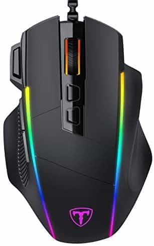 Gihokod RGB Wired Gaming Mouse, Ergonomic Optical Computer Gaming Mice with Chroma RGB Backlit, 8000DPI Adjustable, 8 Programmable Buttons, Fire Button, Comfortable Grip Black (Upgraded Version)