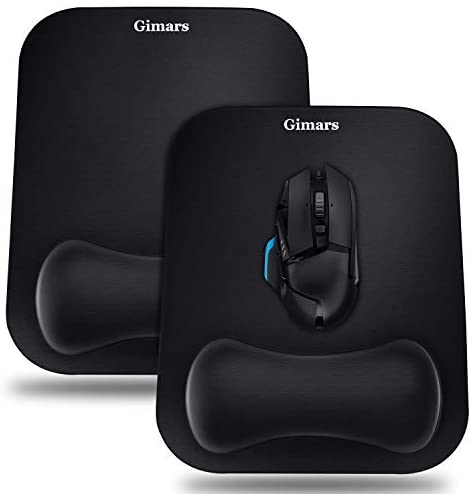 Gimars Mouse Pad 2 Pack, Smooth Superfine Fibre Surface,Gel Memory Foam Ergonomic Wrist Rest Support –Black Mousepad for Laptop, Computer, Gaming, Office – Comfortable for Easy Typing and Pain