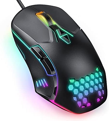 Gizori Gaming Mouse with 7 Programmable Buttons, Computer Mouse with Chroma RGB Backlit, up to 6400 DPI Adjustable Wired Mouse, Ergonomic USB Mouse for PC | Laptop, Windows | Mac – Black