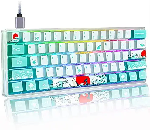 Gk61 SK61 60% Mechanical Keyboard, Custom Hot Swappable 60 Percent Gaming Keyboard with RGB Backlit, NKRO, Water-Resistant, Type-C Cable for Win/PC/Mac (Gateron Optical Red, Coral Sea)