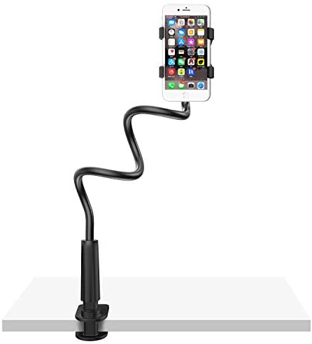 Gooseneck Cell Phone Holder Bed, Lazy Bracket, Universal Mobile Phone Clip Stand, Flexible Long Arm Rotating Mount for for Bed, Office, Kitchen, iPhone, pad, Watching Movies