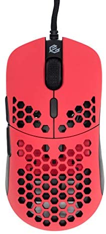 Gwolves Hati HTM Ultra Lightweight Honeycomb Design Wired Gaming Mouse 3360 Sensor – PTFE Skates – 6 Buttons – Only 61G (Faze Red)
