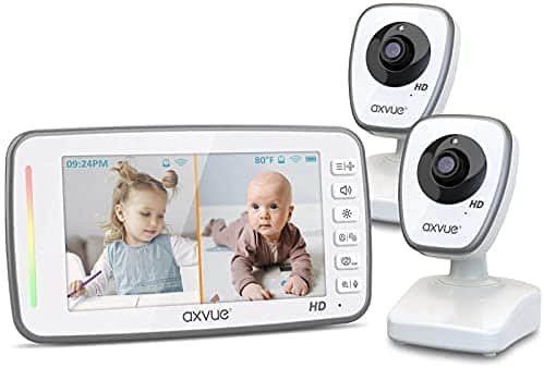 [HD] Video Baby Monitor, 720P 5″ HD Display, IPS Screen, 2 HD Cams, 24-Hour Battery Life, 1000ft Range, 2-Way Communication, Secure Privacy Wireless Technology