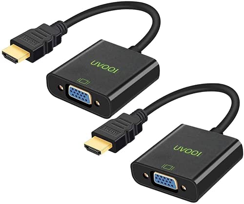 HDMI to VGA Adapter Converter 2-Pack, UVOOI Unidirectional Male HDMI to VGA Female Monitor Display Adaptor 1080P@60Hz for Desktop, Laptop, PC, Projector, HDTV, Game and More