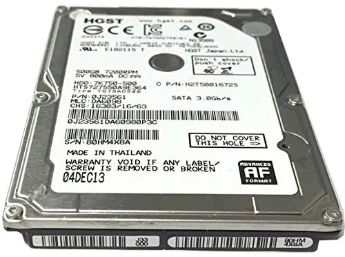 HGST 7K750-500 HTS727550A9E364 (0J23561) 500GB 7200RPM 16MB Cache SATA 3.0Gb/s 2.5″ Internal Notebook Hard Drive – w/1 Year Warranty