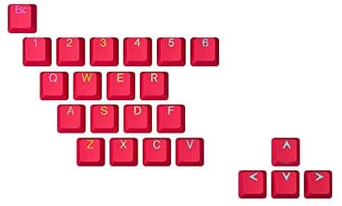 HK Gaming Rubber Backlit Doublesht Keycap Set | OEM Profile for Mechanical Keyboard (23 Keys, Monza Red)