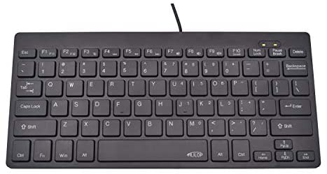 HLILOP Small Keyboard Thin Slim Portable 78 Wired Laser US English Layout Black for Laptop PC
