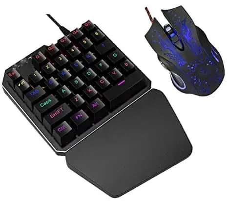 HLOIPYUR 35 Key Single Hand Gaming Keyboard USB Wired Keyboard & Gaming Mouse one/Single Hand Mechanical Keyboard Mouse Combo