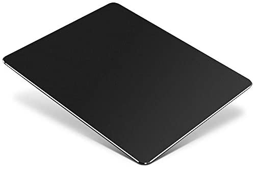 HONKID Metal Aluminum Mouse Pad, Office and Gaming Thin Hard Mouse Mat Double Sided Waterproof Fast and Accurate Control Mousepad for Laptop, Computer and PC,9.05″x7.08″, Black