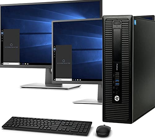 HP 600 G1 SFF Computer Desktop PC, Intel Core i7 3.4GHz Processor, 16GB Ram, 128GB M.2 SSD, 2TB HDD, Wireless KeyBoard Mouse, Wifi | Bluetooth, New Dual 23.8″ FHD LED Monitor, Windows 10 Pro (Renewed)