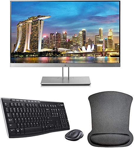 HP EliteDisplay E233 23 Inch 1920 x 1080 (1FH46A8#ABA) Full HD IPS LED Backlit Monitor Bundle with HDMI, VGA, DisplayPort, Gel Mouse Pad, and New Wireless Keyboard and Mouse Combo (Renewed)
