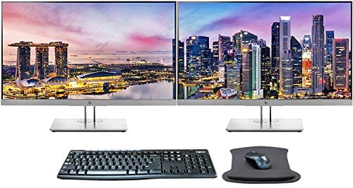 HP EliteDisplay E243 24 Inch 1920 x 1080 (1FH47A8) Full HD IPS LED-Backlit LCD 2-Pack Monitor Bundle with HDMI, VGA, DisplayPort, MK270 Wireless Keyboard and Mouse Combo, and Gel Mouse Pad