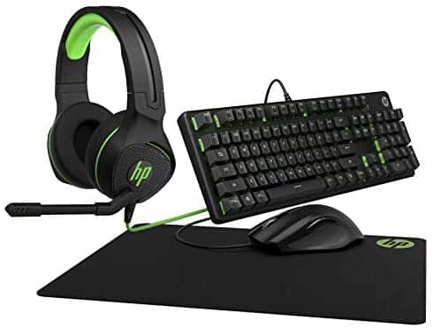 HP Gaming Bundle | Includes OMEN by HP Mouse 400, HP Pavilion Gaming Keyboard 500, HP Pavilion Gaming Headset 400, and HP Pavilion Gaming Mouse Pad 300 | Wired, RGB Lighting, 1-Yr Warranty, Black