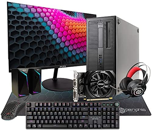 HP Gaming PC Computer, Quad-Core Intel i5, NVIDIA GeForce GT 730 2GB, 16GB DDR3 RAM, 1TB SSD, WiFi, Windows 10, Includes New 24 Inch Periphio Monitor and PERIPHIO 4-in-1 PC Gaming Kit (Renewed)
