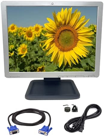 HP LE1711 Monitor, 17 Inch LCD Monitor, 160 Degree View Angle, 83 KHz Vertical & 76 Hz Horizontal Refresh Rate, 140 MHz Video Bandwith, VGA Port, Silver (Renewed)