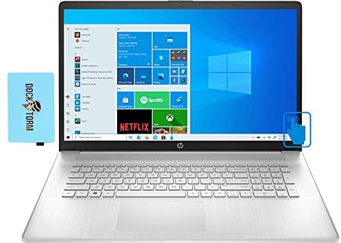 HP Newest 17z (2021) HD + Touchscreen Laptop for Business or Student (AMD Ryzen 5 5500U 6-Core, 16GB RAM, 256GB PCIe SSD + 1TB HDD, AMD Radeon, 17.3″ (1600×900), WiFi, BT, Webcam, Win 10 H) w/Hub