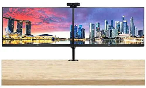 HP P244 23.8 Inch FHD IPS LED Backlit LCD Anti-Glare Monitor (HDMI, VGA, DisplayPort) 2-Pack Bundle with PW313 Full HD 1080p Live Streamer Webcam and Desk Mount Clamp Dual Monitor Stand