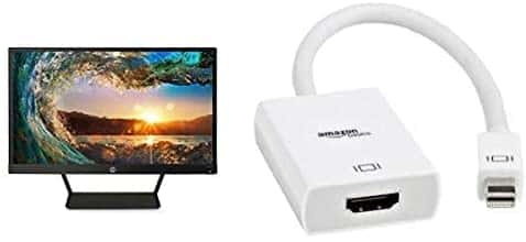 HP Pavilion 21.5-Inch IPS LED HDMI VGA Monitor & Amazon Basics Mini DisplayPort (Thunderbolt) to HDMI Adapter Bundle