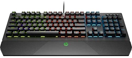 HP Pavilion Gaming Wired Mechanical Keyboard 800 with 4-Zone Backlit LED, Anti-Ghosting N-Key Rollover, Audio Control, and Red Mechanical Switches, (5JS06AA)