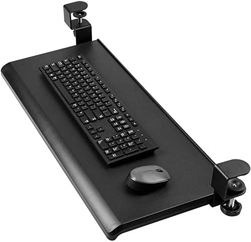 HUANUO Keyboard Tray Under Desk with C Clamp-Large Size, Steady Slide Keyboard Stand, No Screw into Desk, Perfect for Home or Office