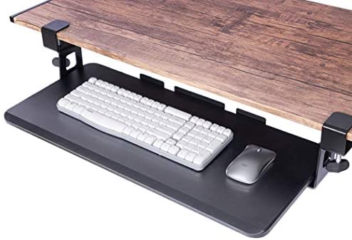 HUANUO Large Clamp-On Keyboard Tray(31″ x 11.8″) – Under Desk Comfort Keyboard Drawer, Easy to Use with Sliding Under Desk Keyboard and Mouse Platform （Black）